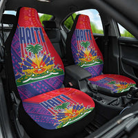 Haiti National Emblem Car Seat Cover Dashiki and Polynesian Pattern