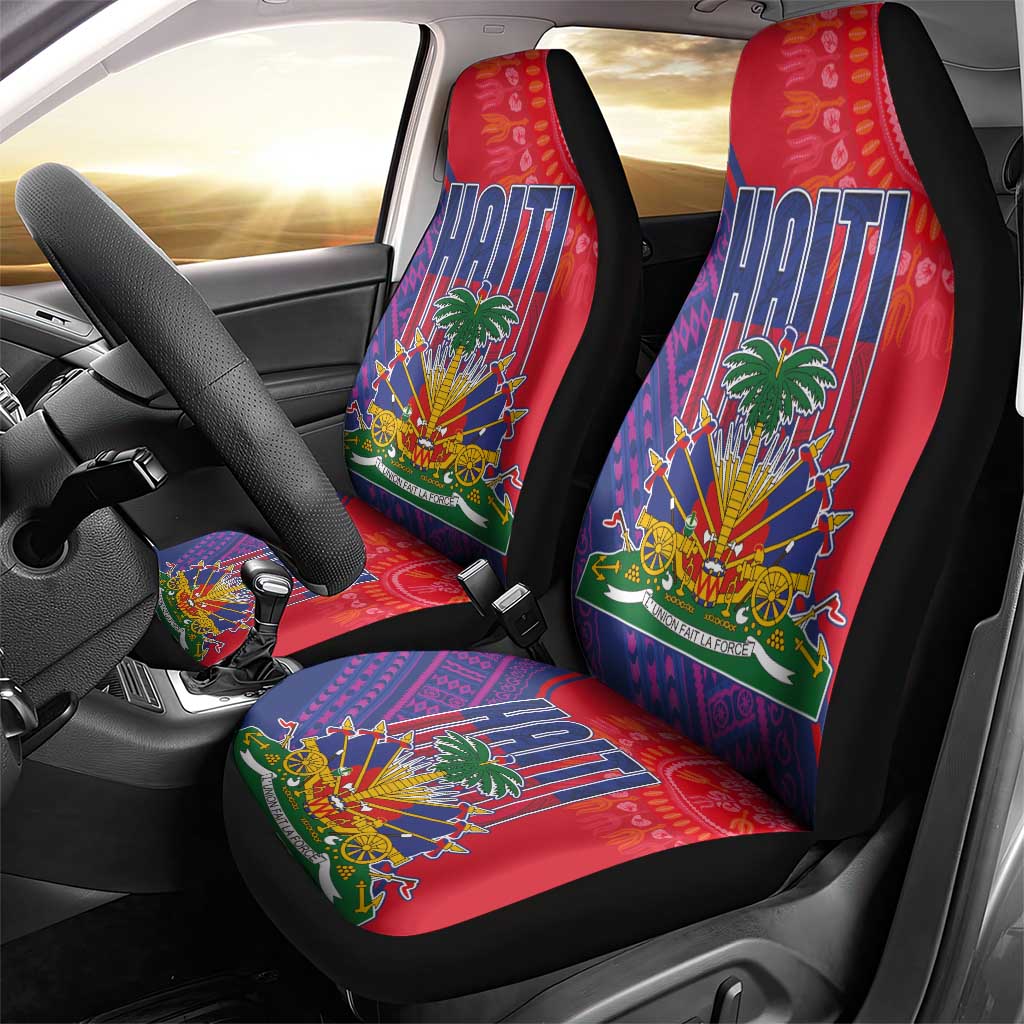 Haiti National Emblem Car Seat Cover Dashiki and Polynesian Pattern