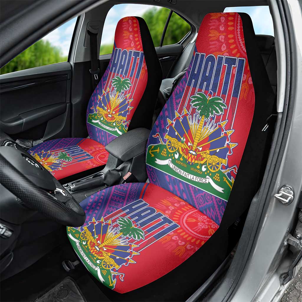 Haiti National Emblem Car Seat Cover Dashiki and Polynesian Pattern