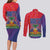 Haiti National Emblem Couples Matching Long Sleeve Bodycon Dress and Long Sleeve Button Shirt Dashiki and Polynesian Pattern