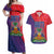 Haiti National Emblem Couples Matching Off Shoulder Maxi Dress and Hawaiian Shirt Dashiki and Polynesian Pattern