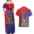 Haiti National Emblem Couples Matching Off Shoulder Maxi Dress and Hawaiian Shirt Dashiki and Polynesian Pattern