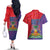 Haiti National Emblem Couples Matching Off The Shoulder Long Sleeve Dress and Hawaiian Shirt Dashiki and Polynesian Pattern