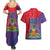 Haiti National Emblem Couples Matching Summer Maxi Dress and Hawaiian Shirt Dashiki and Polynesian Pattern