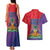 Haiti National Emblem Couples Matching Tank Maxi Dress and Hawaiian Shirt Dashiki and Polynesian Pattern