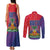 Haiti National Emblem Couples Matching Tank Maxi Dress and Long Sleeve Button Shirt Dashiki and Polynesian Pattern