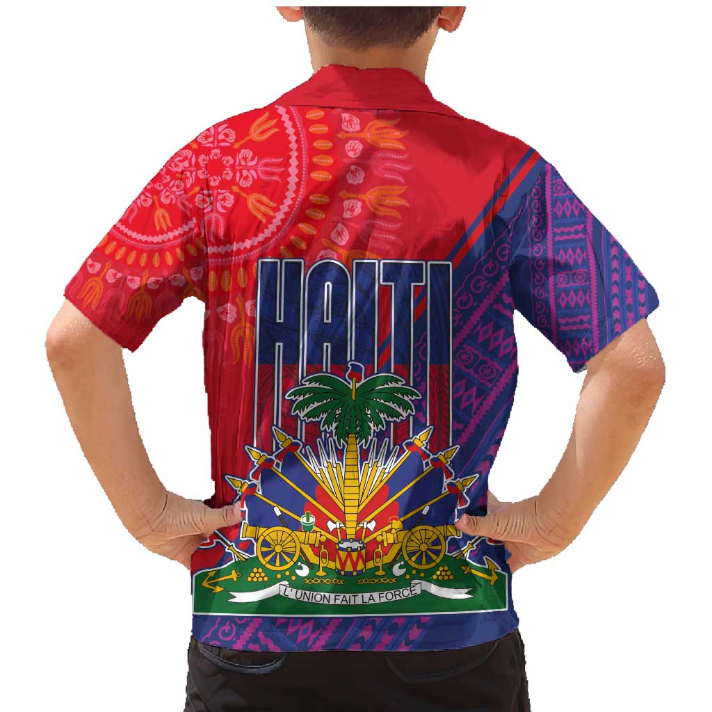 Haiti National Emblem Family Matching Mermaid Dress and Hawaiian Shirt Dashiki and Polynesian Pattern