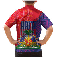 Haiti National Emblem Family Matching Mermaid Dress and Hawaiian Shirt Dashiki and Polynesian Pattern