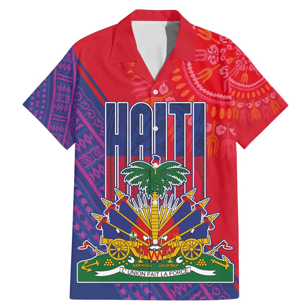 Haiti National Emblem Family Matching Mermaid Dress and Hawaiian Shirt Dashiki and Polynesian Pattern