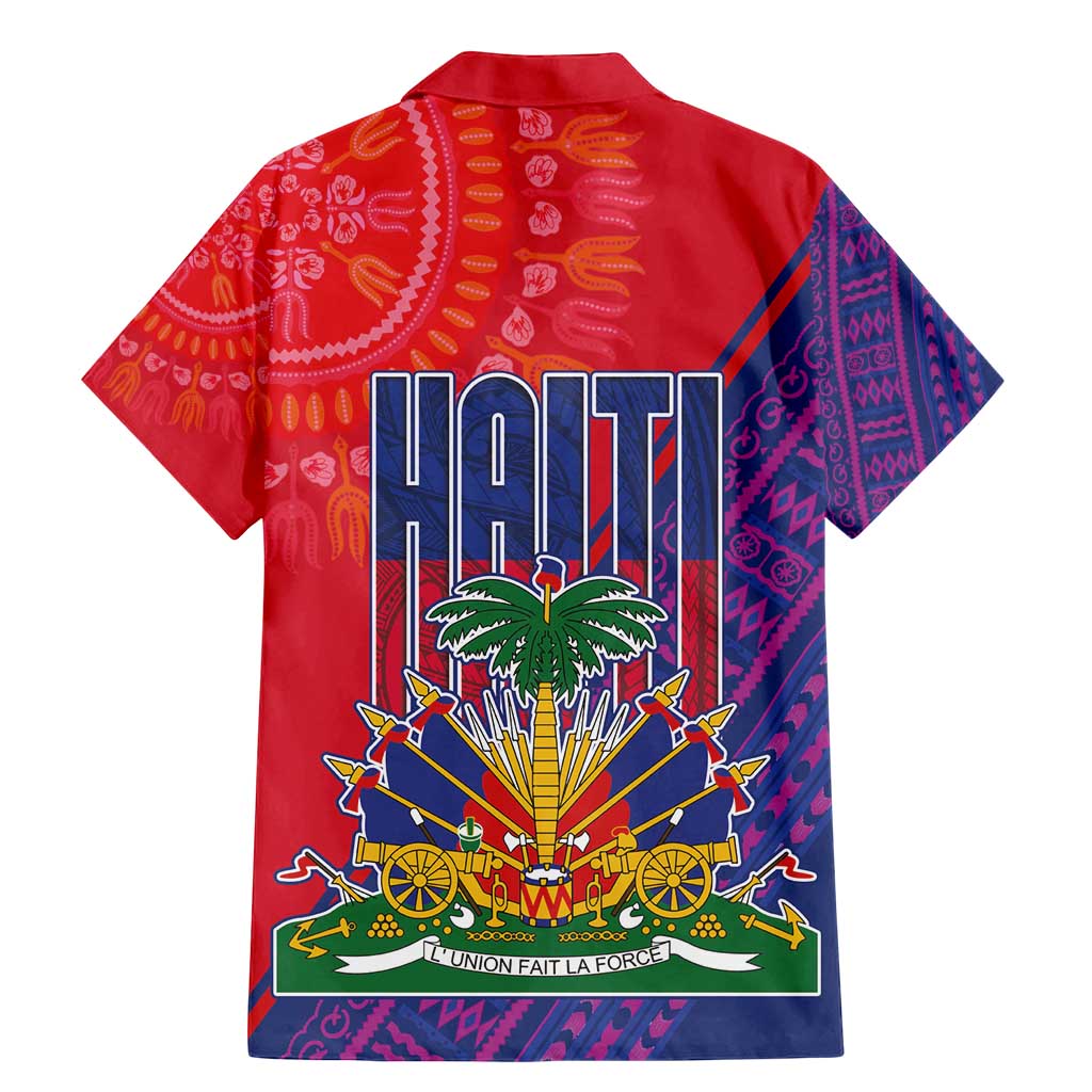 Haiti National Emblem Family Matching Mermaid Dress and Hawaiian Shirt Dashiki and Polynesian Pattern