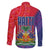 Haiti National Emblem Family Matching Off The Shoulder Long Sleeve Dress and Hawaiian Shirt Dashiki and Polynesian Pattern