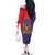 Haiti National Emblem Family Matching Off The Shoulder Long Sleeve Dress and Hawaiian Shirt Dashiki and Polynesian Pattern