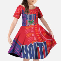 Haiti National Emblem Family Matching Off Shoulder Maxi Dress and Hawaiian Shirt Dashiki and Polynesian Pattern