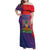 Haiti National Emblem Family Matching Off Shoulder Maxi Dress and Hawaiian Shirt Dashiki and Polynesian Pattern
