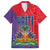 Haiti National Emblem Family Matching Off Shoulder Short Dress and Hawaiian Shirt Dashiki and Polynesian Pattern