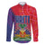 Haiti National Emblem Family Matching Off Shoulder Short Dress and Hawaiian Shirt Dashiki and Polynesian Pattern