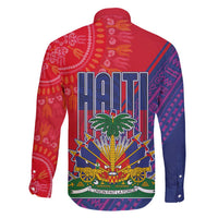 Haiti National Emblem Family Matching Off Shoulder Short Dress and Hawaiian Shirt Dashiki and Polynesian Pattern