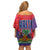 Haiti National Emblem Family Matching Off Shoulder Short Dress and Hawaiian Shirt Dashiki and Polynesian Pattern