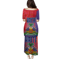 Haiti National Emblem Family Matching Puletasi and Hawaiian Shirt Dashiki and Polynesian Pattern