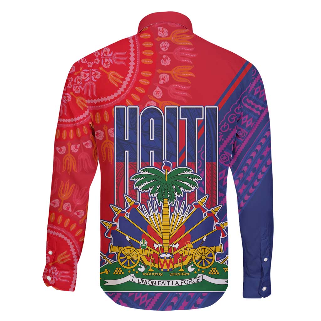 Haiti National Emblem Family Matching Short Sleeve Bodycon Dress and Hawaiian Shirt Dashiki and Polynesian Pattern