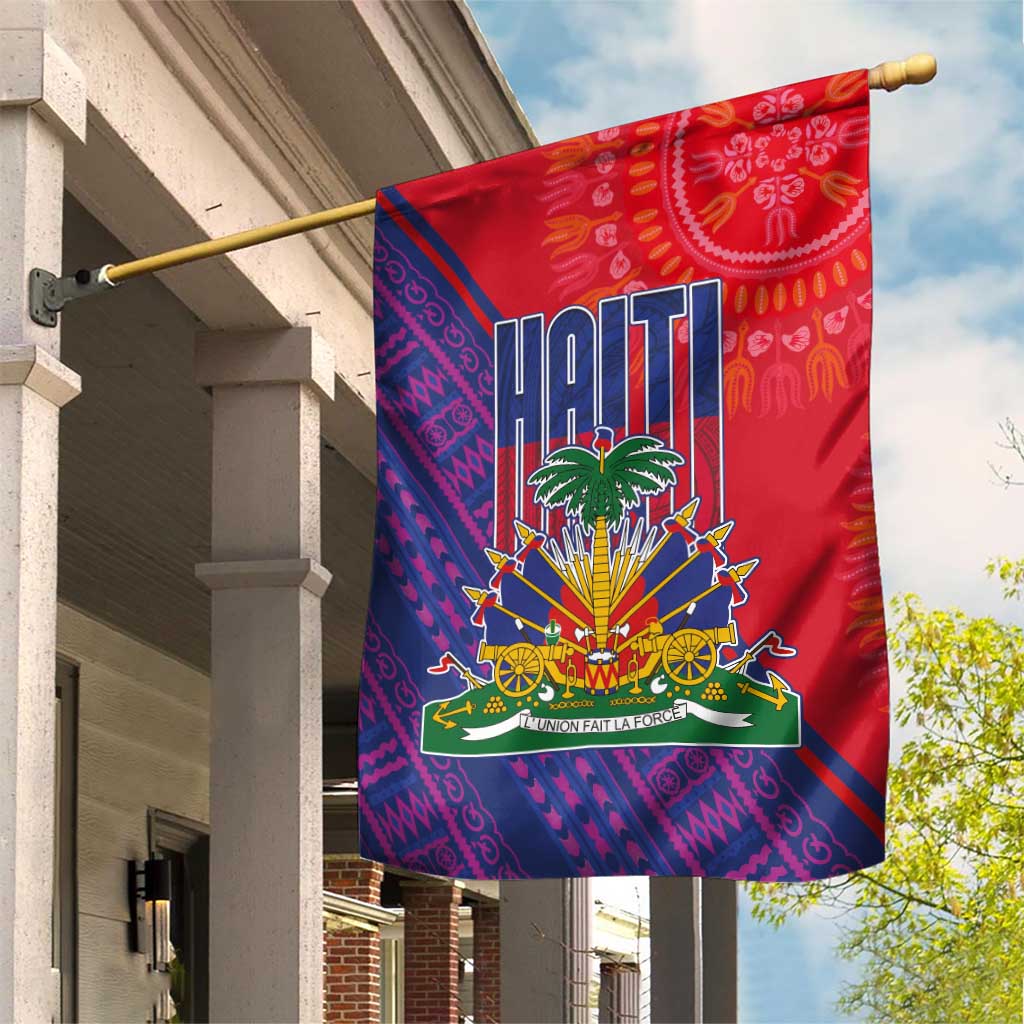 Haiti National Emblem Garden Flag Dashiki and Polynesian Pattern
