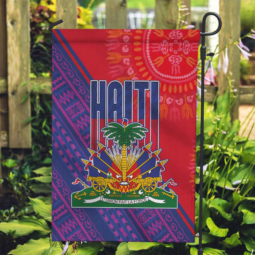 Haiti National Emblem Garden Flag Dashiki and Polynesian Pattern
