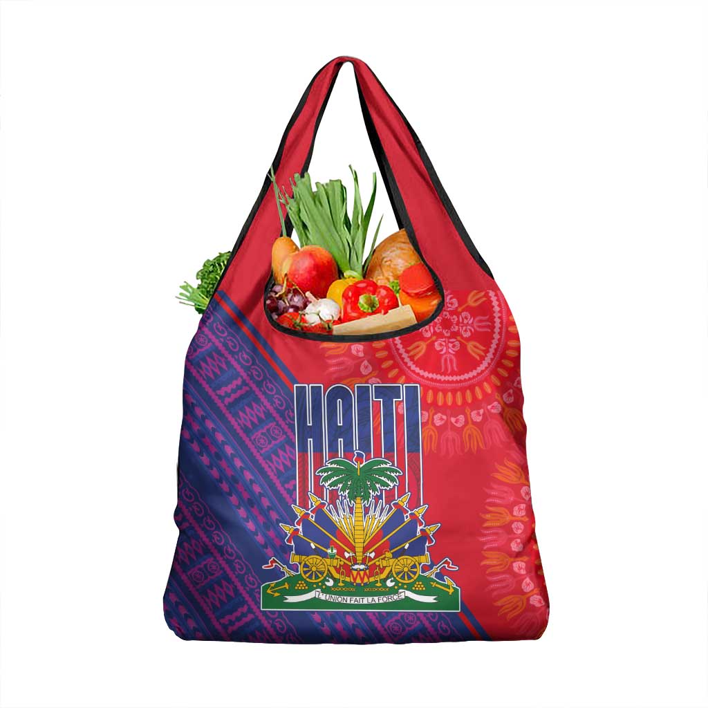 Haiti National Emblem Grocery Bag Dashiki and Polynesian Pattern