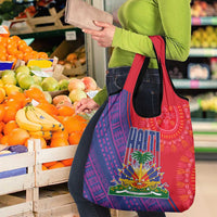 Haiti National Emblem Grocery Bag Dashiki and Polynesian Pattern