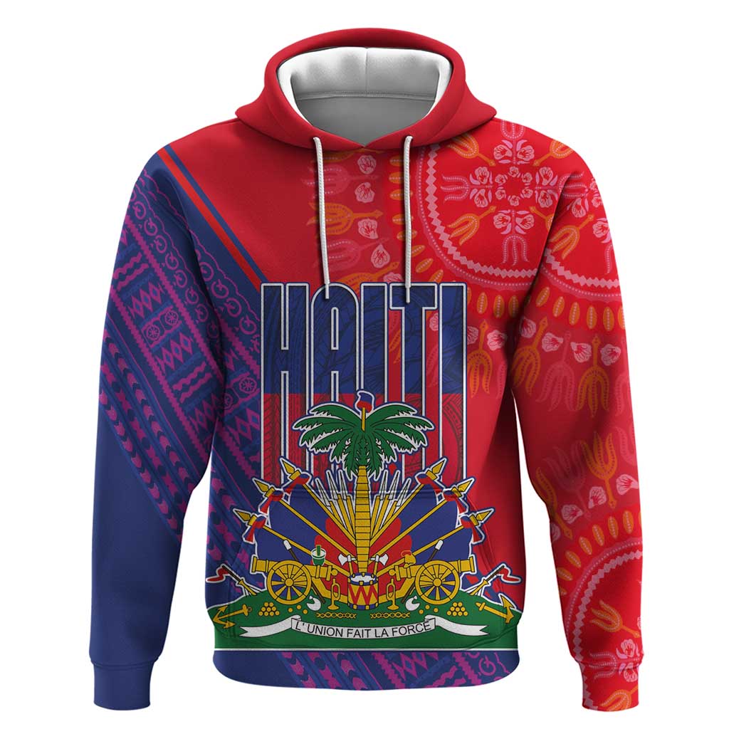 Haiti National Emblem Hoodie Dashiki and Polynesian Pattern