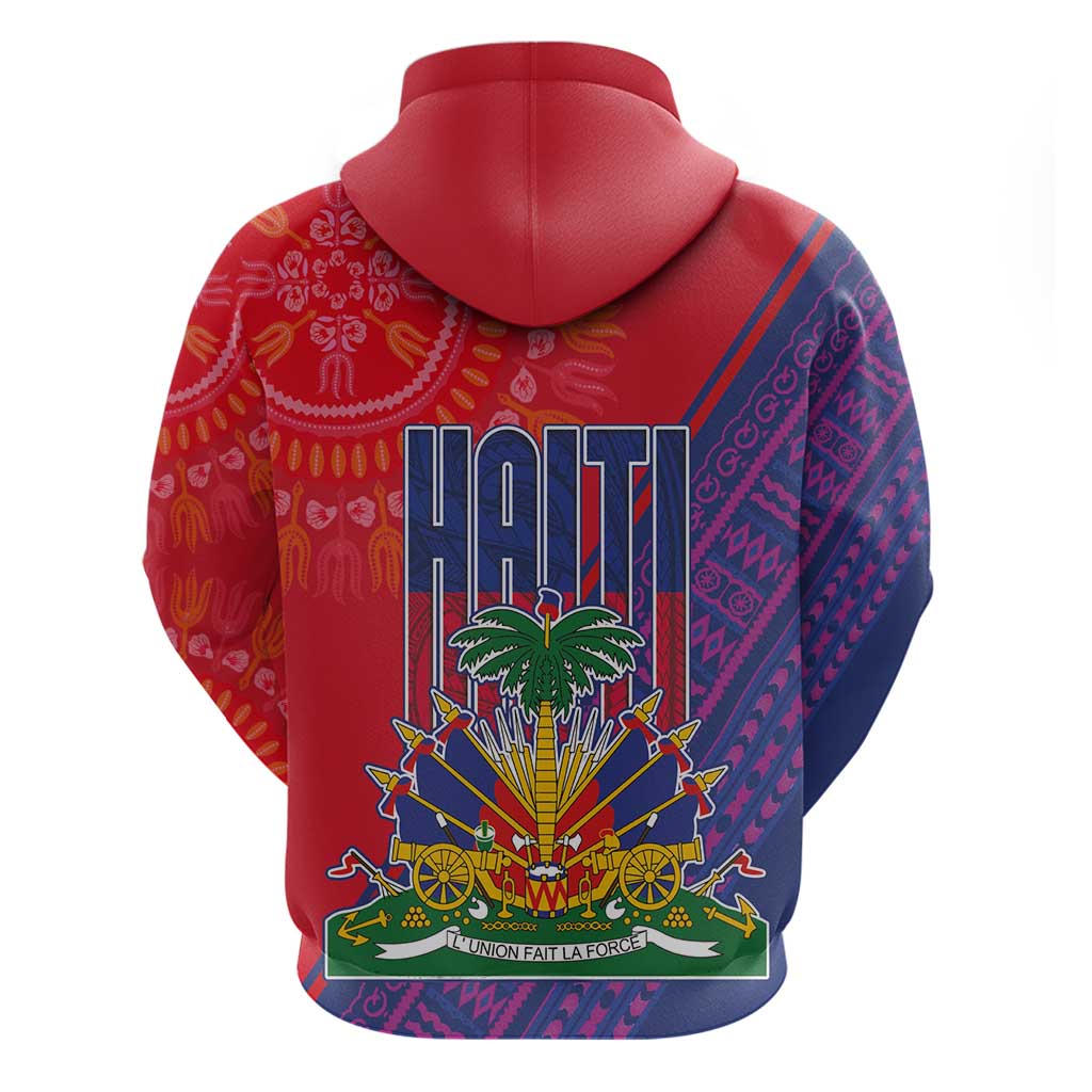Haiti National Emblem Hoodie Dashiki and Polynesian Pattern