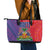 Haiti National Emblem Leather Tote Bag Dashiki and Polynesian Pattern