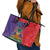 Haiti National Emblem Leather Tote Bag Dashiki and Polynesian Pattern