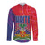 Haiti National Emblem Long Sleeve Button Shirt Dashiki and Polynesian Pattern