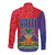 Haiti National Emblem Long Sleeve Button Shirt Dashiki and Polynesian Pattern