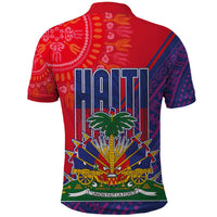 Haiti National Emblem Polo Shirt Dashiki and Polynesian Pattern