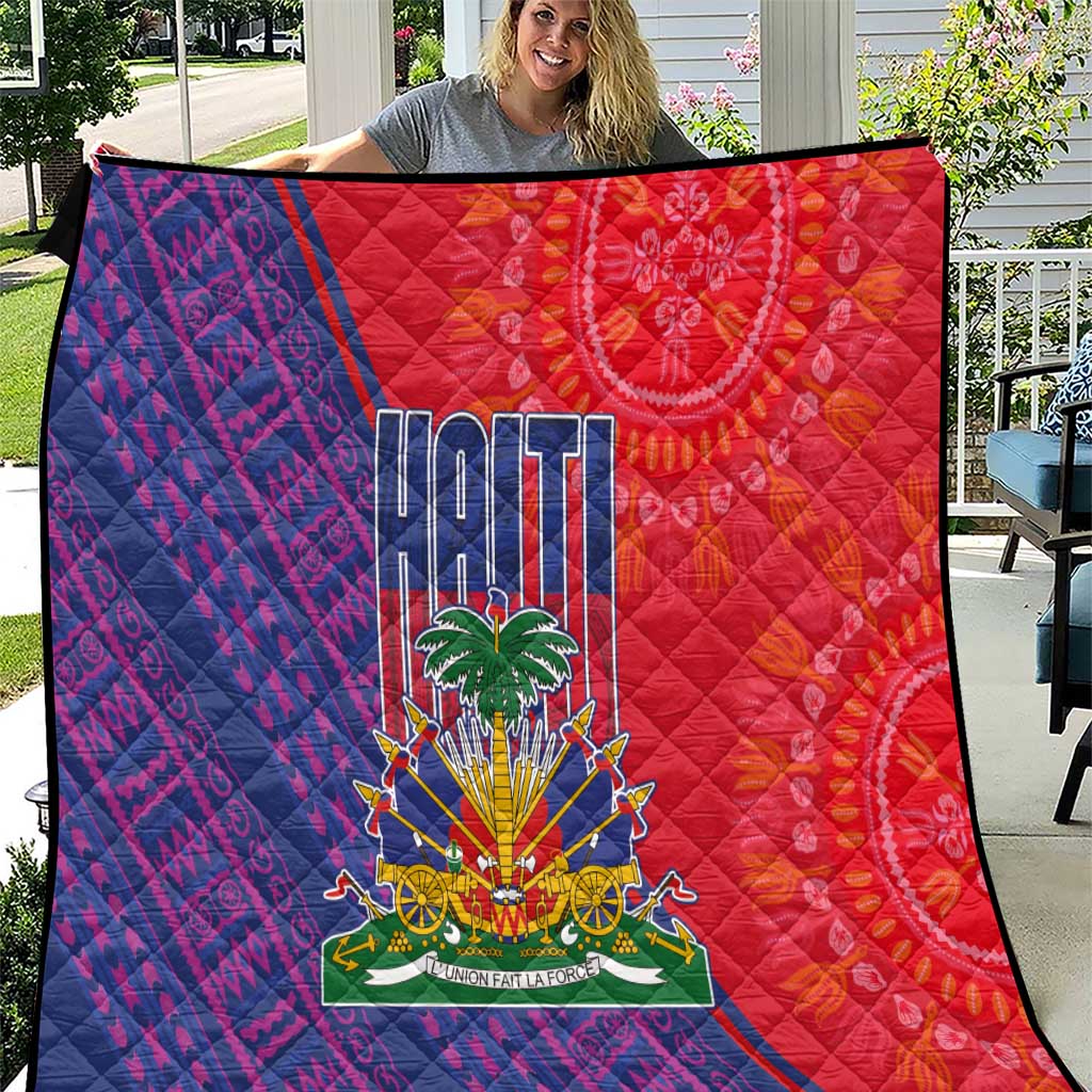 Haiti National Emblem Quilt Dashiki and Polynesian Pattern