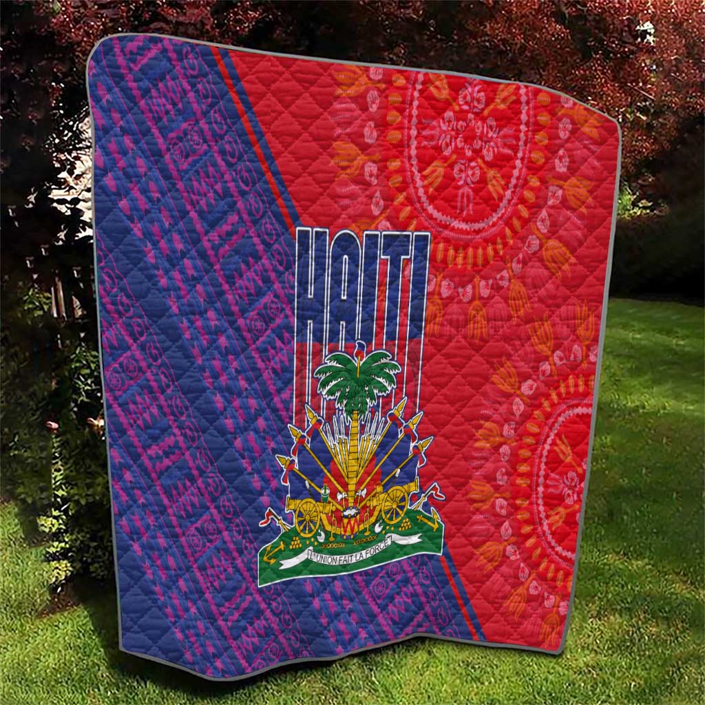 Haiti National Emblem Quilt Dashiki and Polynesian Pattern