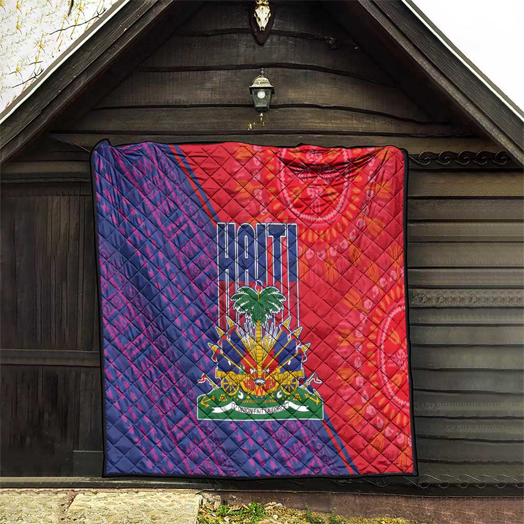Haiti National Emblem Quilt Dashiki and Polynesian Pattern