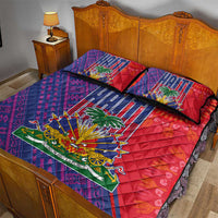 Haiti National Emblem Quilt Bed Set Dashiki and Polynesian Pattern