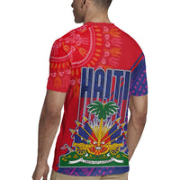 Haiti National Emblem Rugby Jersey Dashiki and Polynesian Pattern