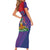 Haiti National Emblem Short Sleeve Bodycon Dress Dashiki and Polynesian Pattern
