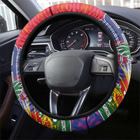 Haiti National Emblem Steering Wheel Cover Dashiki and Polynesian Pattern