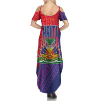 Haiti National Emblem Summer Maxi Dress Dashiki and Polynesian Pattern