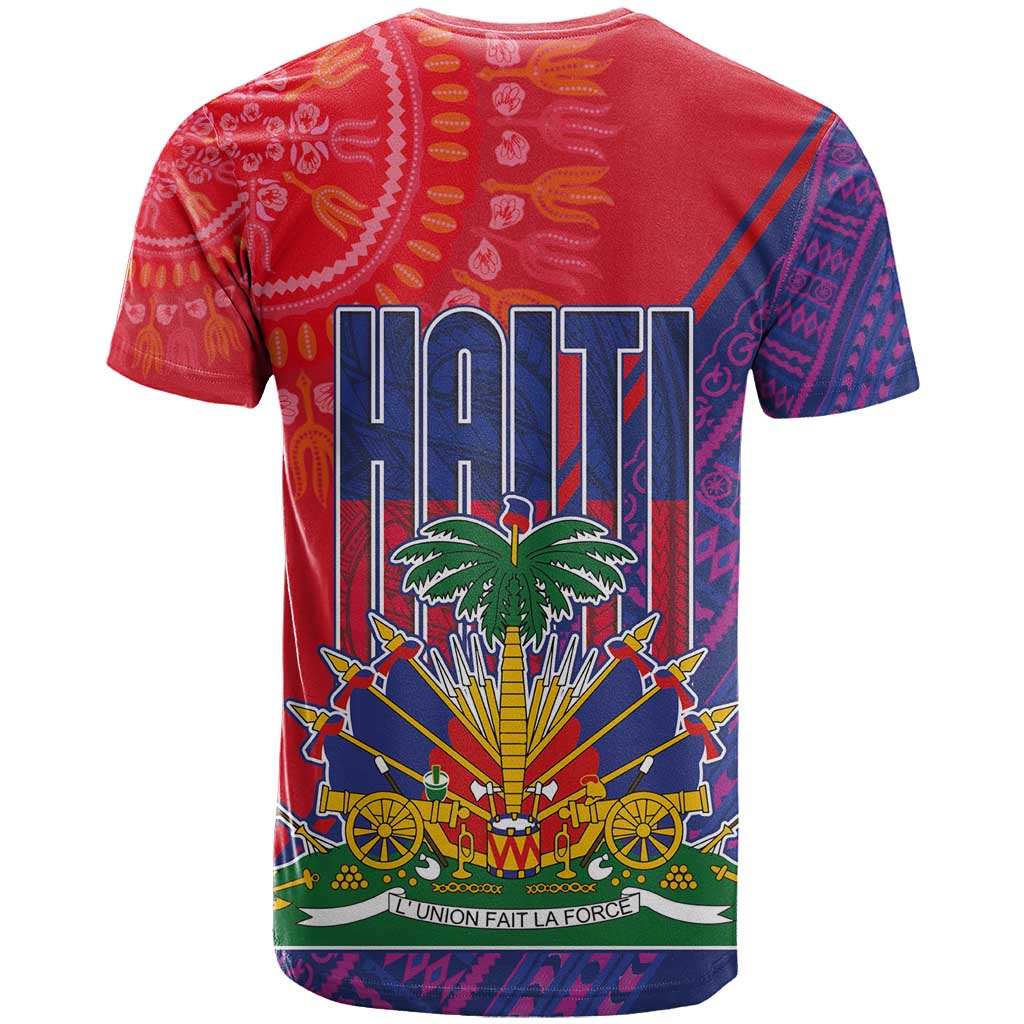 Haiti National Emblem T Shirt Dashiki and Polynesian Pattern