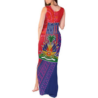 Haiti National Emblem Tank Maxi Dress Dashiki and Polynesian Pattern