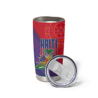 Haiti National Emblem Tumbler Cup Dashiki and Polynesian Pattern