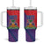 Haiti National Emblem Tumbler With Handle Dashiki and Polynesian Pattern