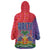 Haiti National Emblem Wearable Blanket Hoodie Dashiki and Polynesian Pattern