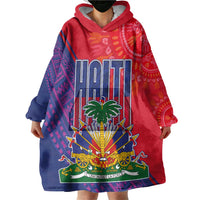 Haiti National Emblem Wearable Blanket Hoodie Dashiki and Polynesian Pattern