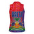 Haiti National Emblem Women Sleeveless Polo Shirt Dashiki and Polynesian Pattern